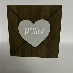 Wooden Decor with Heart and 'Blessed' Text